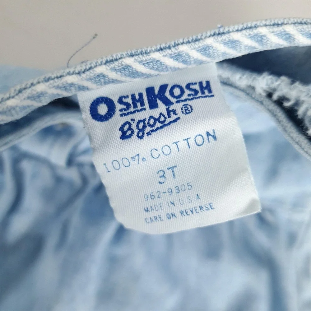 Vintage OshKosh B'gosh Denim Sundress Girls 3T Light Wash Knee Length USA 90s